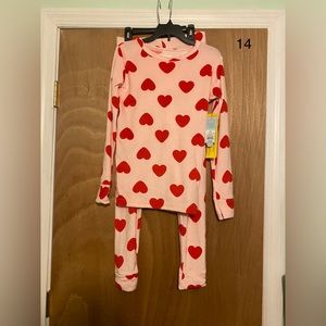 Cat & Jack Girls 2 Pcs Pajamas- Pink with Red Hearts size 14